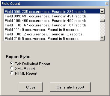 Field Count report